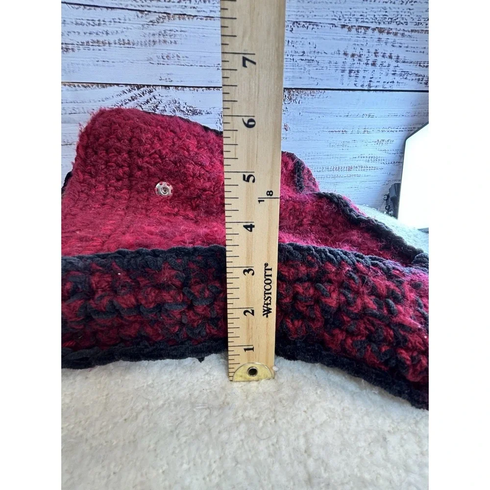 Handmade Crochet Purse Lined Red Black Fuzzy Whimsigoth Fairy Grunge Witchy
